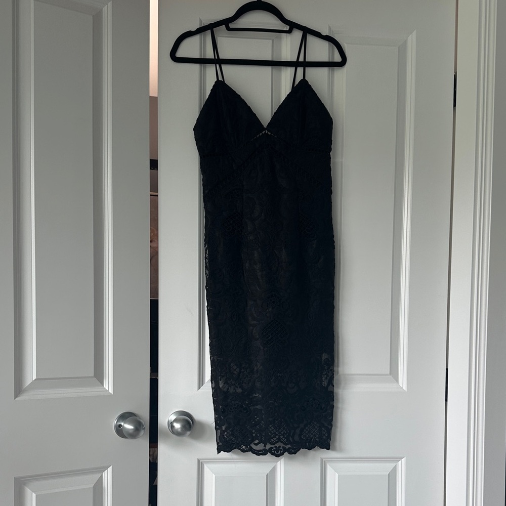 Bardot Black Lace Midi Dress